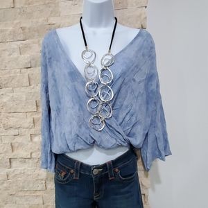 Cropped wrap long sleeve shirt